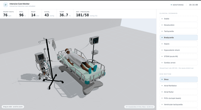 Intensive Care Monitor - 3D ICU simulator